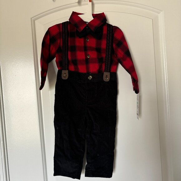 **NWT** Carters Buffalo Plaid Button Up Shirt & Corduroy Pants Set 9 months - Picture 1 of 9